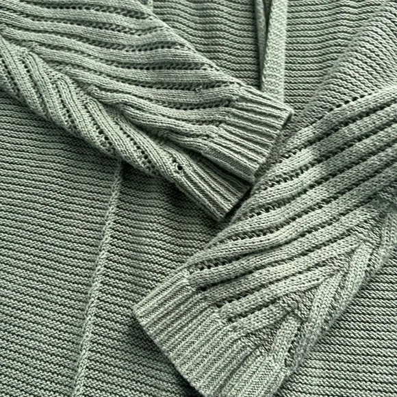 Loft Outlet Open Front Longline Olive Green Knit Duster Cardigan Size Medium - Picture 7 of 11